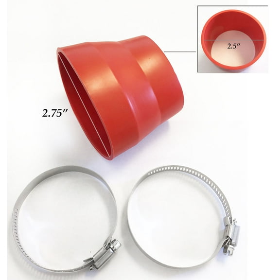 2.5"-2.75" Air Intake Intercooler Rubber Coupler With Clamps RED