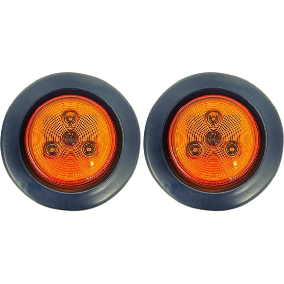 2.5 3 LED Round Side Marker Clearance Lights Grommet DOT SAE P2 FMVSS 2x Amber