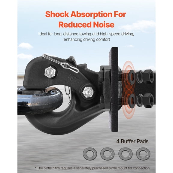 2.5"-3" Pintle Hitch Trailer Receiver 30,000 lbs Max Load, Heavy Duty