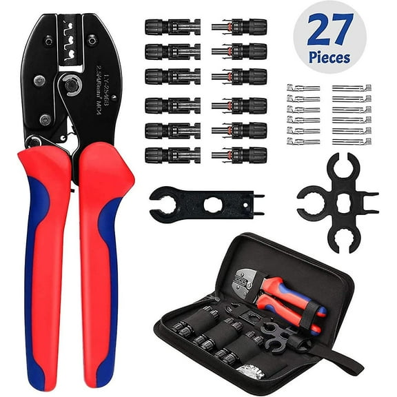 2.5/4.0/6.0mm Solar Panel Crimper Kit Pv Cable Crimping Tools + 6 Male Cable Connectors + 1 Pair