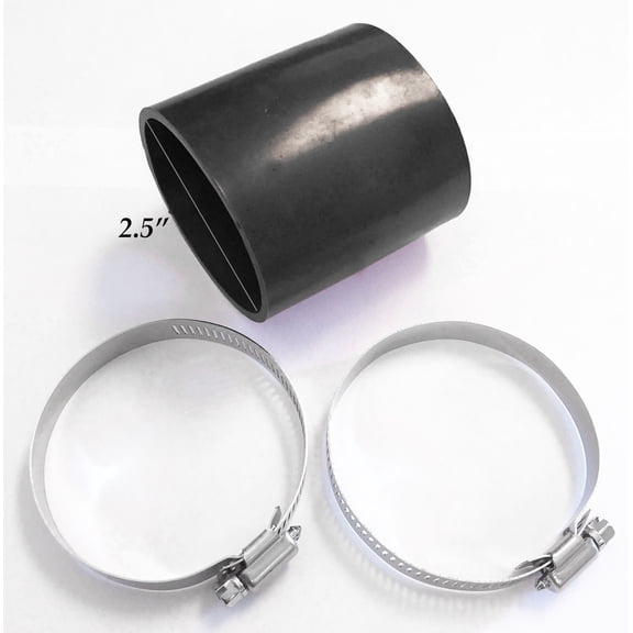 2.5" 63mm Air Intake Intercooler Rubber Coupler With Clamps BLACK