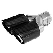 2.5 63mm Dual Muffler Tip Carbon Fiber Car Exhaust Pipe Rear Tip Tail Throat