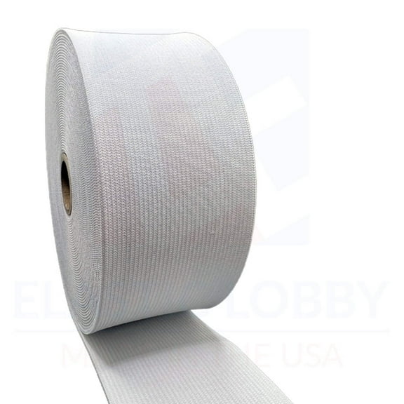 2.5" (63mm) White Knitted Elastic - US Made - 50 yards