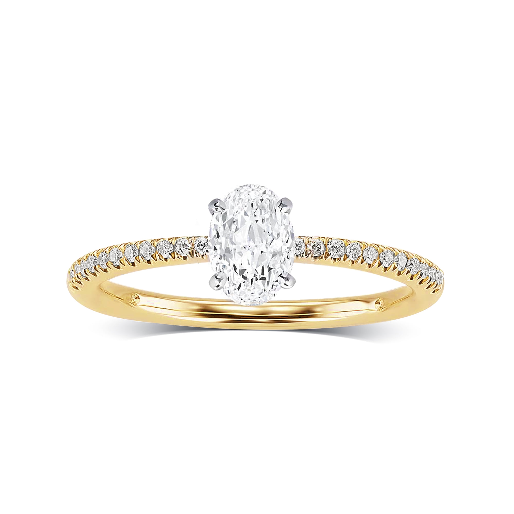 2-5/8 Carat T.W. Oval Swarovski Sterling Silver Yellow Plated Solitaire Engagement Ring.