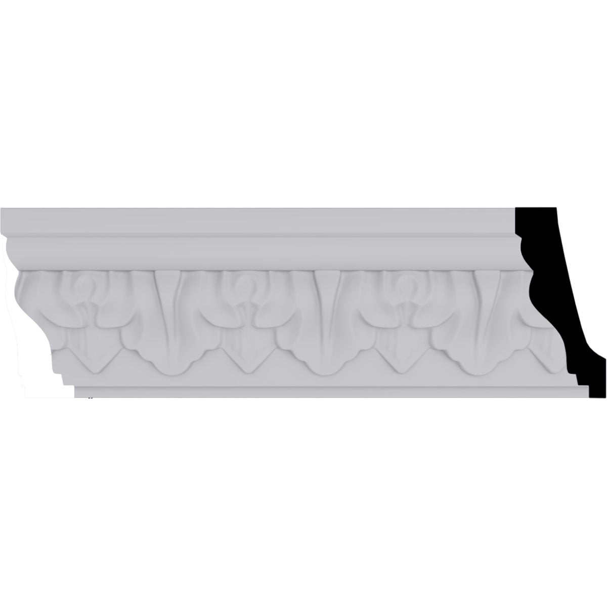 Primed White Polyurethane Leaf Crown Moulding 94.5" Length