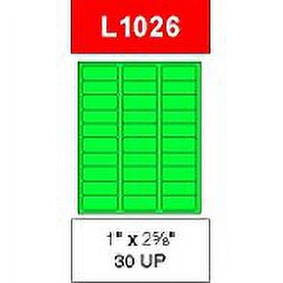 2 5/8" x 1" Fluorescent Green Labels for Laser Printers, Inkjet Printers or Copier Machines. (GL1026GN)