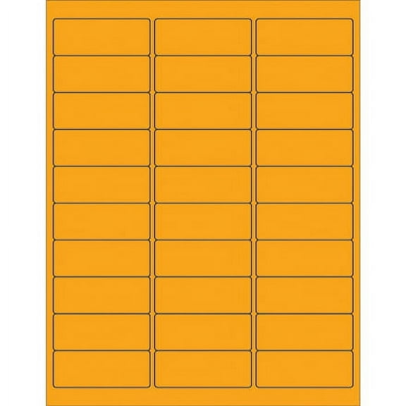 3000 Removable 2 5/8 x 1" Rectangle Laser Labels, Orange 30/Sheet