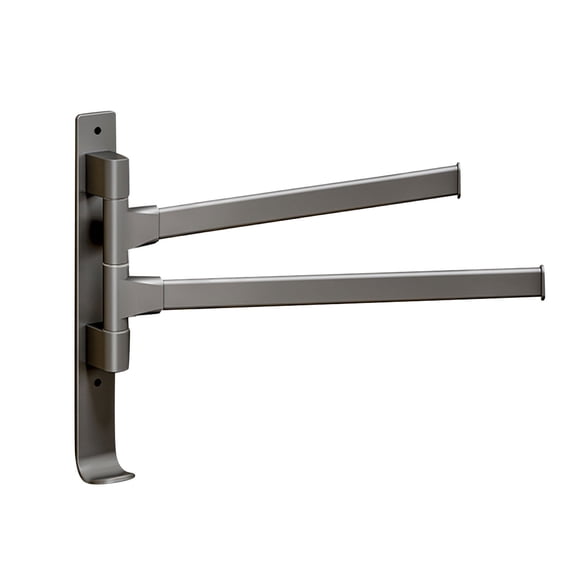 2-5 Arms Swivel Towel Rack Bath Towel Holder with Hook Swing Arm Towel Rack Wall Mount for Bathroom Kitchen-Grey 2Arm