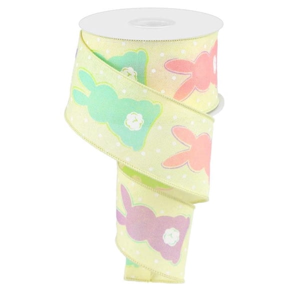 2.5" Bunny Bottoms Royal Ribbon: Yellow (10 Yards) Easter Bunny Tail Wired Edge Ribbon RG01946FW