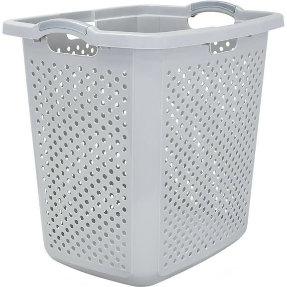 2.5 Bushel Extra Large Plastic Laundry Hamper, Soft Silver, Adult / Tween