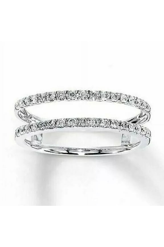 2.5 CT Round Cut Lab-Created Diamond Enhancer Wedding Ring Guard Wrap 14k White Gold Plated