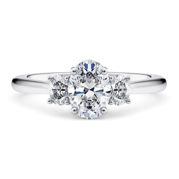 2.5 CTW Oval-Cut Moissanite Three-Stone Engagement Ring in 925 Sterling Silver