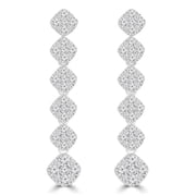 2.5 CTW Round Diamond Drop & Dangle Earrings in 18K White Gold