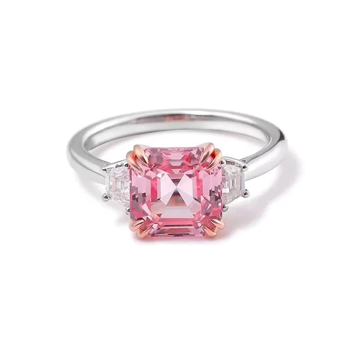 Pink asscher deals cut diamond ring