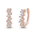thumbnail image 1 of 2/5 Carat Baguette Cut White Natural Diamond Huggie Hoop Earring In 10k Rose Gold (I-J Color, I2-I3 Clarity,0.43 Cttw), 1 of 3