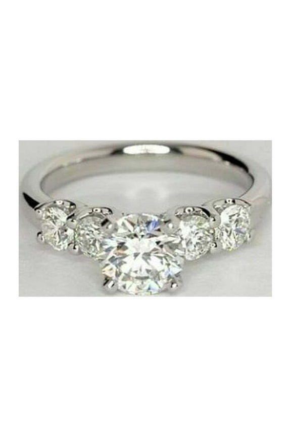 2.5 Carat Certificated D Color Excellent Round Cuts , 7 mm and 5 mm Round Moissanite two stone unique engagement ring