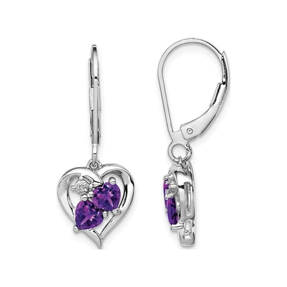 Gem & Harmony 2/5 Carat (Ctw) Amethyst Heart Earrings in Sterling Silver for Women