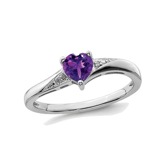 Gem & Harmony 2/5 Carat (Ctw) Amethyst Heart Promise Ring in Sterling Silver for Women