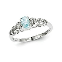 Gem & Harmony 2/5 Carat (Ctw) Aquamarine Heart Promise Ring in Sterling Silver for Women
