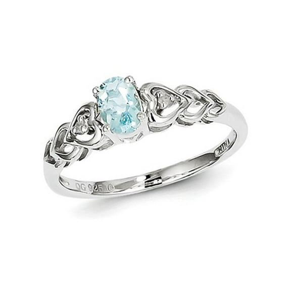 Gem & Harmony 2/5 Carat (Ctw) Aquamarine Heart Promise Ring in Sterling Silver for Women
