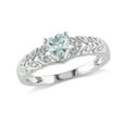 thumbnail image 1 of 2/5 Carat (Ctw) Clear Aquamarine Heart Ring in Sterling Silver with Accent Diamonds for Women, 1 of 4
