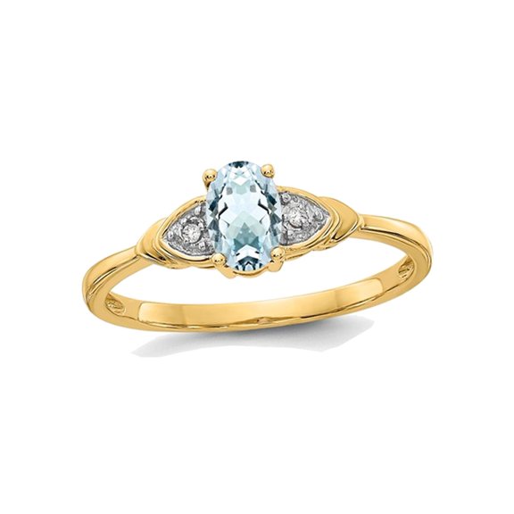 2/5 Carat (Ctw) Aquamarine Promise Ring in 14K Yellow Gold (SZIE 7)