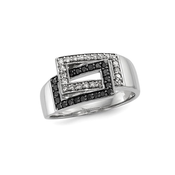 2/5 Carat (Ctw) Black and White Diamond Interlocking Ring in Sterling Silver for Women