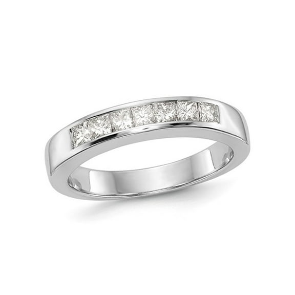 2/5 Carat (Ctw Color H-I, I1-I2) Semi-Eternity Princess Cut Diamond Wedding Band Ring in 14K White Gold (size7 ) for Women