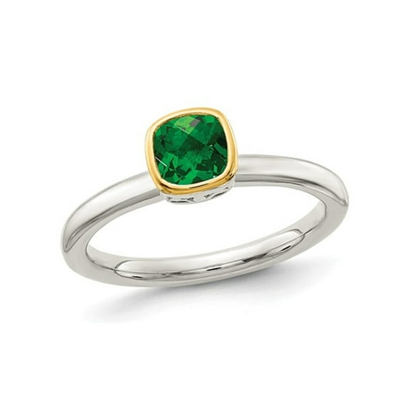 Gem & Harmony 2/5 Carat (Ctw) Lab Created Emerald Ring in Sterling Silver for Women