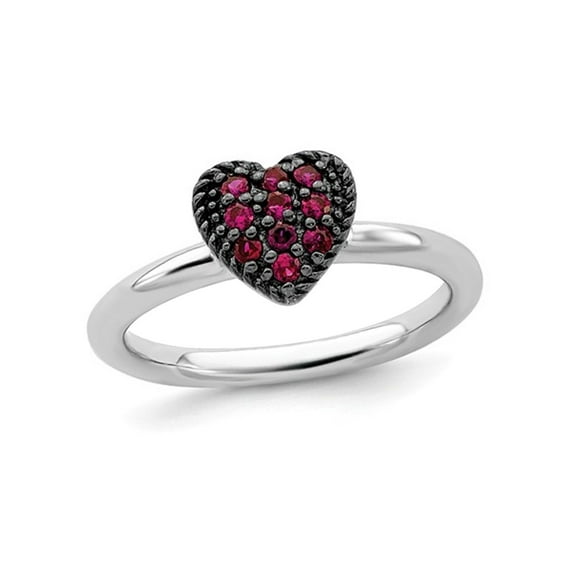 2/5 Carat (Ctw) Lab Created Ruby Cluster Heart Promise Ring in Sterling Silver