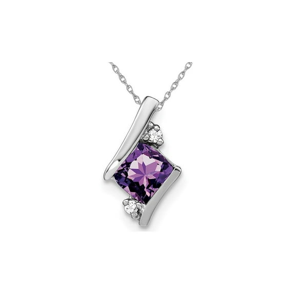 2/5 Carat (Ctw) Natural Amethyst Pendant Necklace in Sterling Silver with Chain for Women
