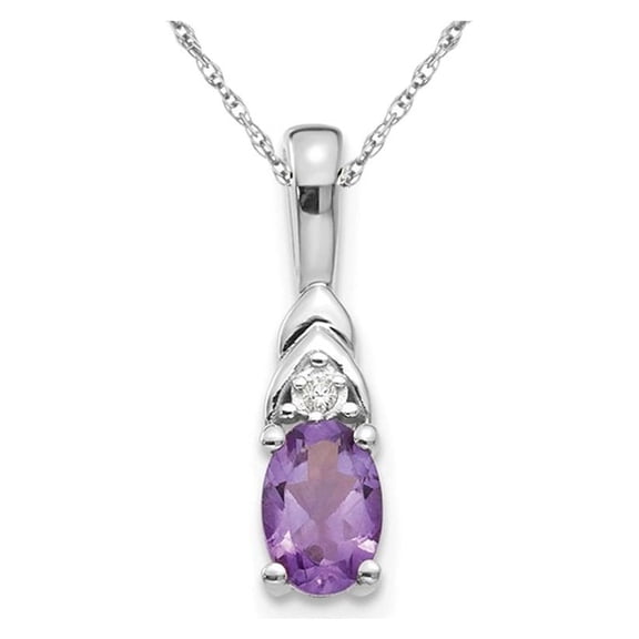 2/5 Carat (Ctw) Natural Amethyst Solitaire Pendant Necklace in 14K White Gold with Chain for Women