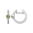 thumbnail image 1 of 2/5 Carat (Ctw) Natural Cabachon Peridot Hoop Earrings in 14K White Gold with Diamonds 1/5 Carat (Ctw), 1 of 4