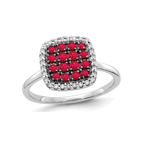 Gem & Harmony 2/5 Carat (Ctw) Natural Ruby Cluster Ring in 14K White Gold for Women