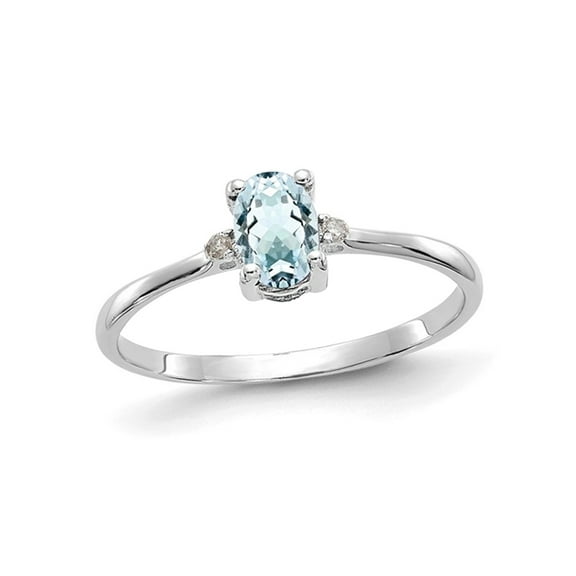 2/5 Carat (Ctw) Oval-Cut Light Aquamarine Ring in 14K White Gold