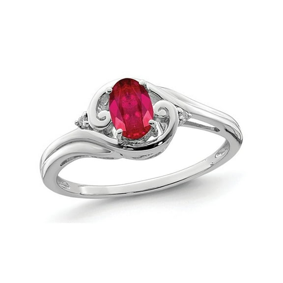 Gem & Harmony 2/5 Carat (Ctw) Oval-Cut Ruby Ring in Sterling Silver for Women