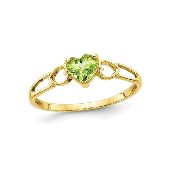 Gem & Harmony 2/5 Carat (Ctw) Peridot Heart Ring in 10K Yellow Gold (SIZE 7) for Women