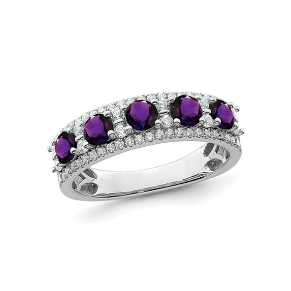 2/5 Carat (Ctw) Purple Amethyst Band Ring in 14K White Gold with Diamonds 1/3 carat (Ctw)