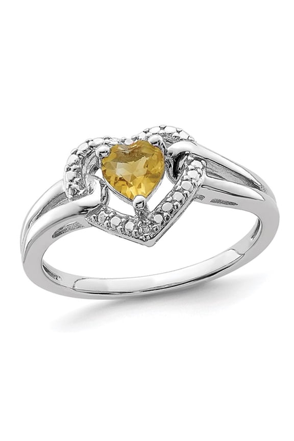 Gem & Harmony 2/5 Carat (Ctw) Whiskey Quartz Heart Ring in Sterling Silver for Women