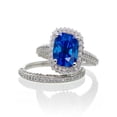 thumbnail image 1 of 2.5 Carat Cushion Cut Designer Sapphire and Diamond Halo Wedding Ring Set on 10k White Gold, 1 of 1