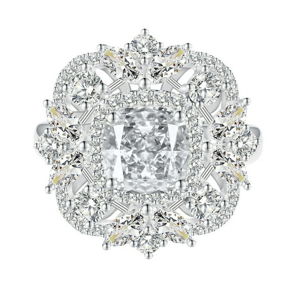 2.5 Carat Cushion Cut Engagement Rings for Women CZ Simulated Yellow Diamond Ring S925 Sterling Silver Cocktail Party Ring Pink Gemstone Rings