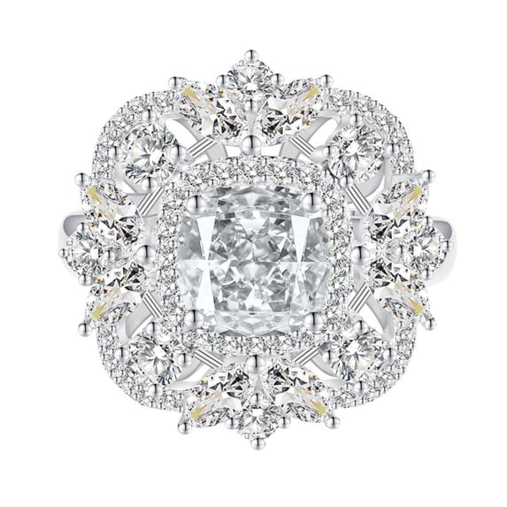2.5 Carat Cushion Cut Engagement Rings for Women CZ Simulated Yellow Diamond Ring S925 Sterling Silver Cocktail Party Ring Pink Gemstone Rings