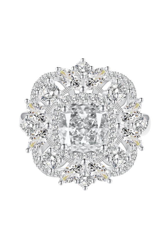 2.5 Carat Cushion Cut Engagement Rings for Women CZ Simulated Yellow Diamond Ring S925 Sterling Silver Cocktail Party Ring Pink Gemstone Rings