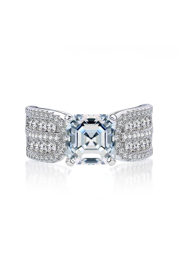 2.5 Carat Moissanite Rings for Women D Color VVS1 925 Sterling Silver Asscher Cut Moissanite Wedding Bands Lab Created Diamond Promise Rings Simulated Diamond Engagement Rings