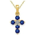 thumbnail image 1 of 2/5 Carat Natural Blue Sapphire Cross Pendant Necklace in 14K Gold with Chain for Women, 1 of 5