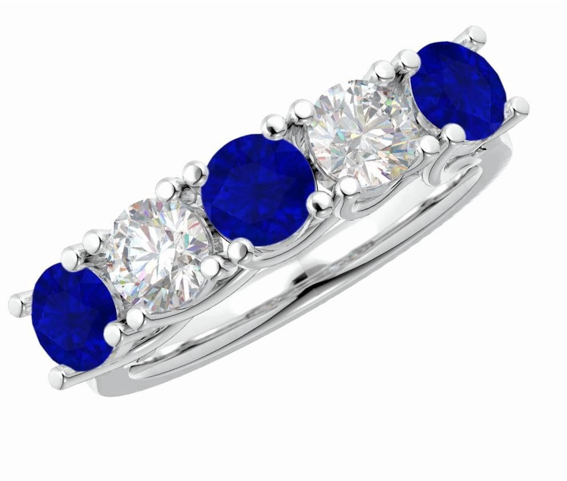 2.5 Carat Round Natural Sapphire and Diamond Wedding Band (AAAA