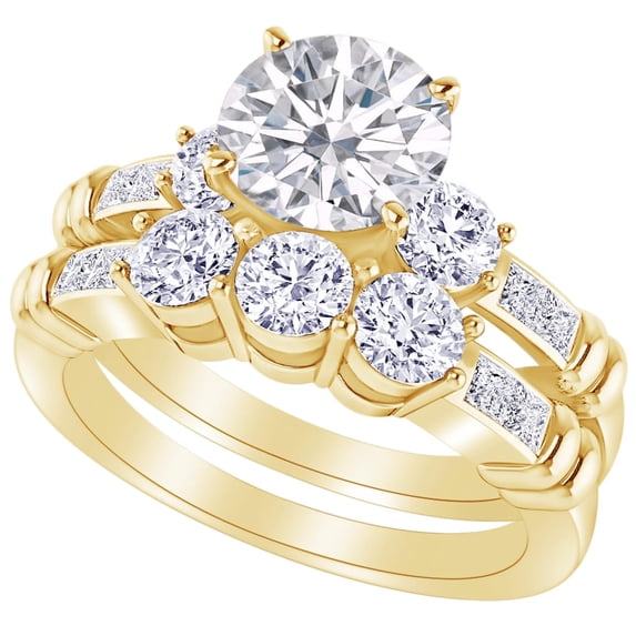 2.5 Carat (ctw) 14K Yellow Gold Round Cut LAB GROWN Diamond Engagement ...