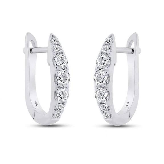 2/5 Carat (ctw) Lab Grown Diamond Huggie Hoop Earrings In 14K White Gold Over Sterling Silver (0.40 Cttw) Jewelry For Women, Gift For Her