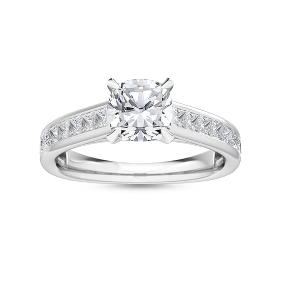Color Check Lab 2.5 Carat (ctw) Platinum Cushion Cut LAB GROWN Diamond Channel Set ...