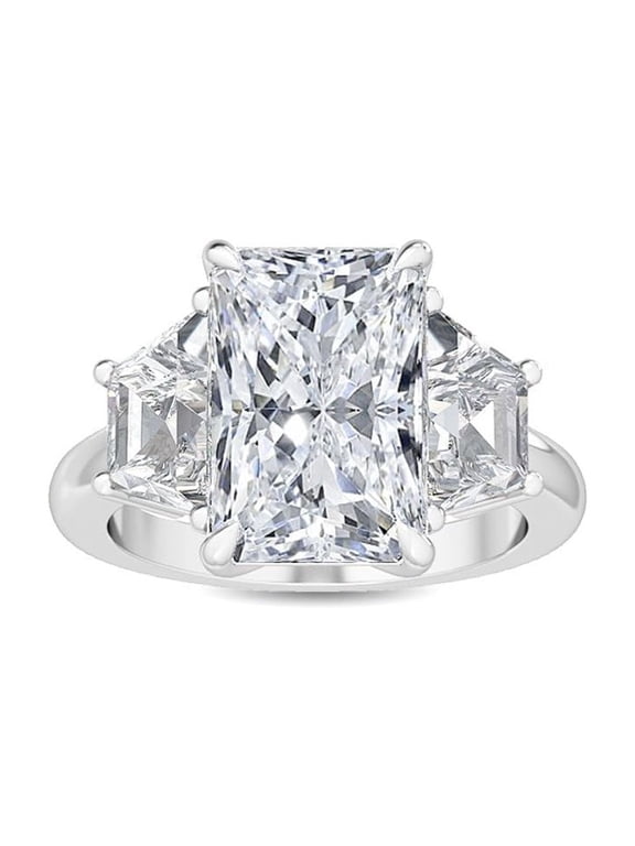 2.5 Carat (ctw) Platinum Radiant,Trapezoid Cut LAB GROWN Diamond Three Stone Engagement Ring (Color D-E Clarity VS1-VS2)